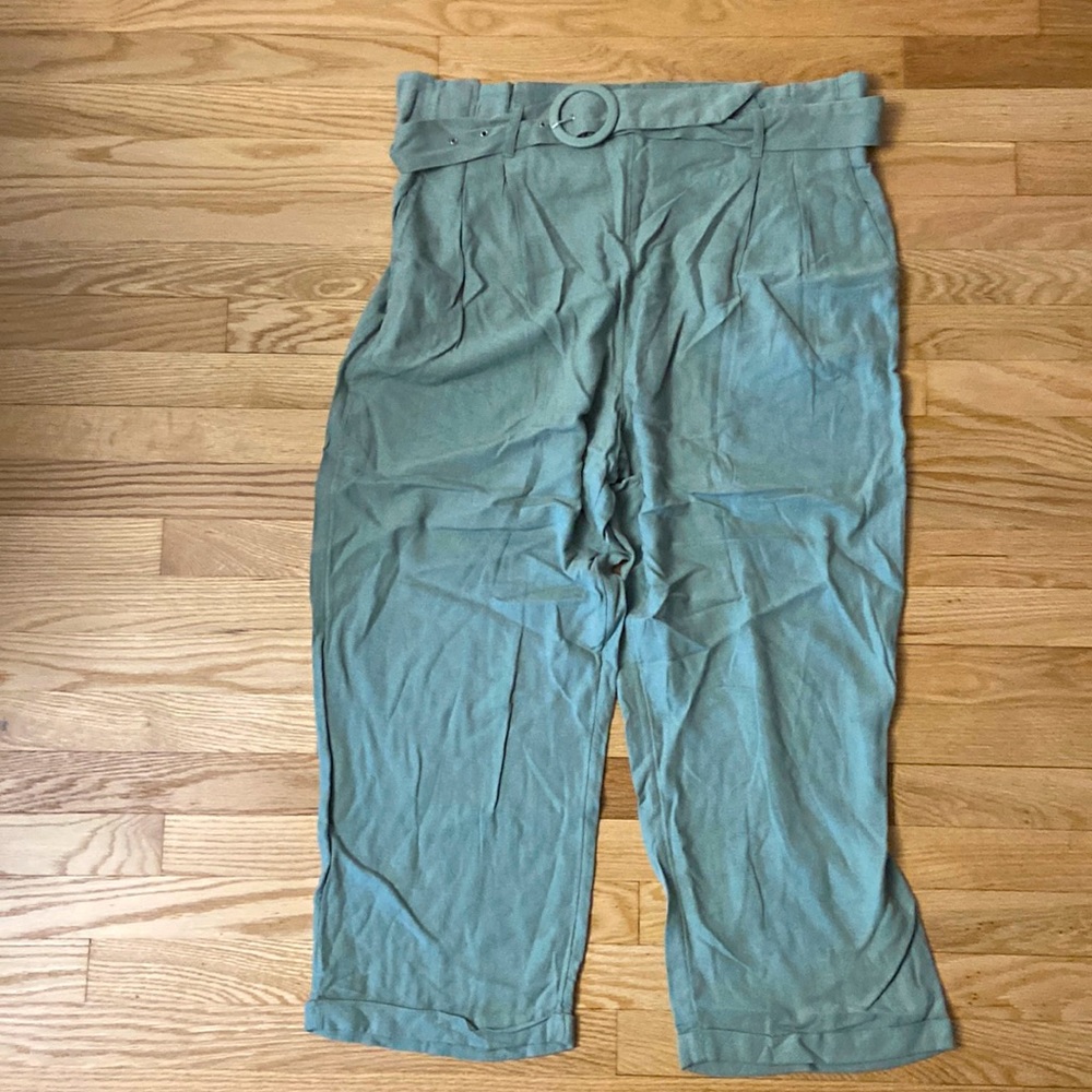 NWT American Eagle Women’s Pants. Relaxed. Belted & Stretch Waist. Green. Sz XXL